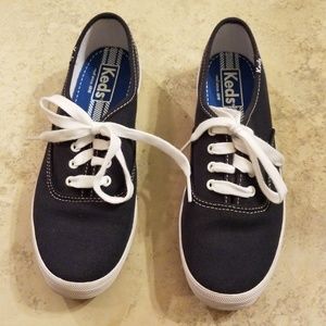 Keds Navy Canvas Lace-Up Sneakers with White Soles